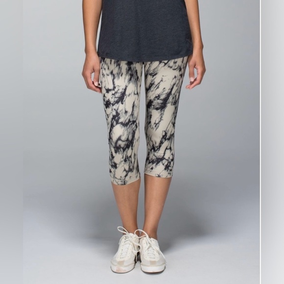 Lululemon Wunder Under Crop Leggings 8 Luxtreme Marble Mid Rise Pocket - Picture 1 of 15